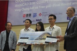 Bence Kovacs, VP GRAPHISOFT Asia (right), with the winners of the Archicad BIM Competition, Vietnam