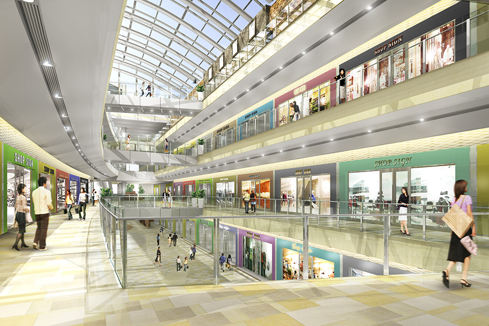 提案段階の大型商業施設の広場空間