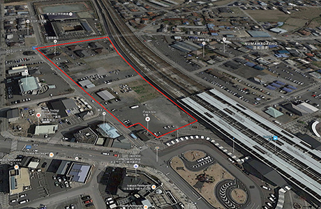 第2回のコンペ課題敷地となった栃木駅前の風景（Google Street viewより）